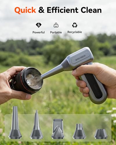 WOLFBOX MF60&MF70 Compressed Air Duster-110000RPM Super Power Electric Air Duster, 3-Speed Adjustable Rechargeable Cordless Air Blower with Fast Charging for PC Keyboard Cleaning, Car, Home (Gray)