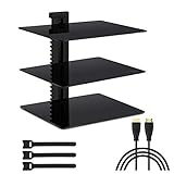 Floating Wall Mounted Shelf AV Mount Shelf - Holds up to 16.5lbs - DVD DVR Component Shelf with Strengthened Tempered Glass - Perfect for DVD Players, TV Box and Cable Box by PERLESMITH