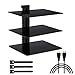 Floating Wall Mounted Shelf AV Mount Shelf - Holds up to 16.5lbs - DVD DVR Component Shelf with Strengthened Tempered Glass - Perfect for DVD Players, TV Box and Cable Box by PERLESMITH primary