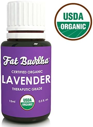 Organic Lavender Essential Oil from Fat Buddha, USDA Certified, 100% Pure Therapeutic Grade, Improve Sleep, Reduce Stress, Heal Bruises, Sustainably Sourced, Small Batch Produced - 15ml