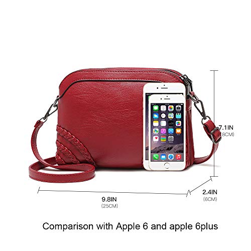 Crossbody Bag for Women Small Leather Phone Purse Wallet Shoulder Bag Trendy Ladies Wristlet Clutch (Red b) - Thumbnail 4