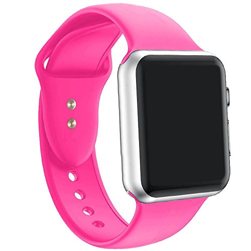 a8Miss Apple Watch Band, Silicone Replacement Iwatch Bands Series 1, Series 2,Series 3 (38mm S/M, Barbie Pink)