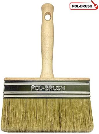 5.5'' Professional Satin and Stain Block Brush - Natural Bristle\Wood Handle; for Professional & Amateur Paint Job, Oil Stain, Wax, Varnish, Glue and etc.