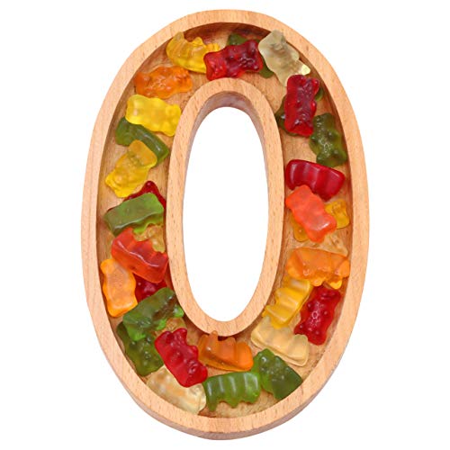 Wooden Number 0 Candy Dish, Monogram Nut Bowl, Snack, Cookie, Cracker Serving Plate, Decorative Display, Home Accessory, Unique Gift Idea, for Date, Baby Shower, Birthday Party, Small Size - Thumbnail 3