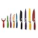 HULLR 9-Piece Kitchen Knife Set Stainless Steel Knives with Multi Colored Non-Stick Coating includes Ceramic Peeler Gift Box