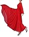 BUENOS NINOS Women's Long Sleeve Crew Neck Loose Chiffon Long Maxi Dress with Belt Red S