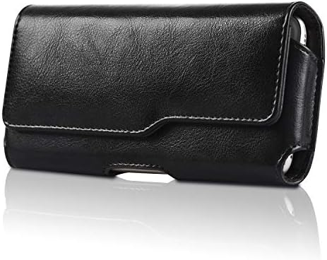 iNNEXT iPhone 8 Plus Holster, Horizontal Genuine Leather Pouch Carrying Case w/Belt Clip Belt Loop Magnetic Closure for Apple iPhone 7 6S Plus Samsung Galaxy Note 9 8 5 Galaxy S9 Plus S8+ (Black)