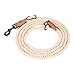 Mile High Life | Dog Rope Leash with Genuine Leather Tailored Connection | Dog Slip Lead | Dual Configuration | with Heavy Duty Metal Sturdy Clasp (Light Borwn Cotton 8 FT Hand Free)