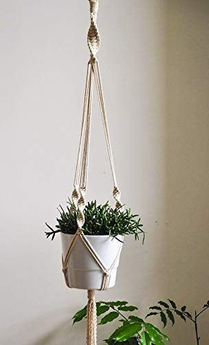 Top Knot Macrame Cotton Boho Plant Hanger [Without Pot] | Rope Flower Pot Holder for Indoor Outdoor Balcony Gardening (M21, Pack of 1, 39 inches)[The TopK_47]
