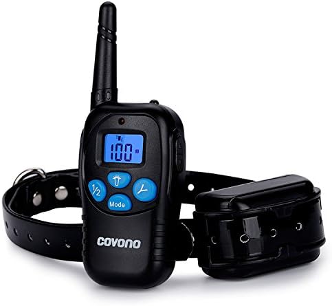 Dog Training Collars with 330 Yards Remote Control,Covono Waterproof and Rechargeable Shock Collar with Beep/Vibration/Shock/Light for Pet (10Lbs-100Lbs),Anti Barking E Collar for 1 Dog