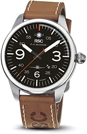 RSC Pilot Watches Men’s Analogue Quartz Watch with Leather Bracelet P-51 Mustang rsc1303