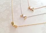 A Delicate Initials Heart Necklace in Gold Silver Rose Gold Personalized gift for Women Three Charms - DCIN