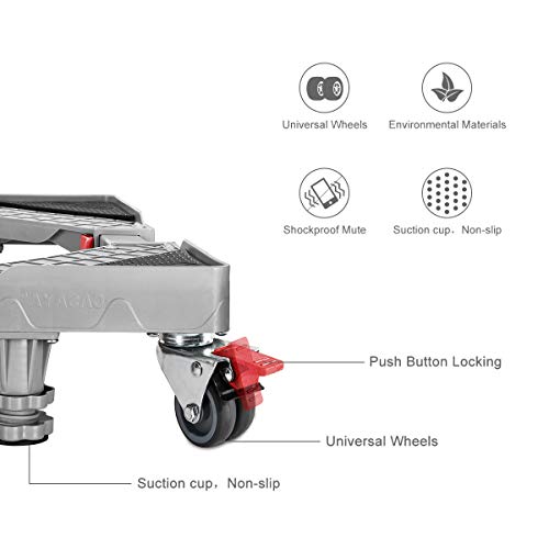 Furniture Dolly Roller Movable Base Size Adjustable with 8 Locking Rubber Swivel Wheels and 8 Feet, Pedestal Telescopic Base for Portable Washing Machine Refrigerator Washer Dryer