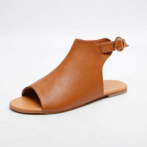 ♡ Londony ♡ Topic Casual Espadrilles Trim Rubber Sole Flatform Studded Wedge Buckle Ankle Strap Open Toe Sandal Brown - Thumbnail 3