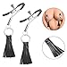 Nipple Clamps, SEXY SLAVE Adjustable Soft Rubber Tweezer Nipple Clips, SM Fetish Breast Clit Sensual Bondage Nipple Sex Toy(Gold and Leather Tassels)thumb 3