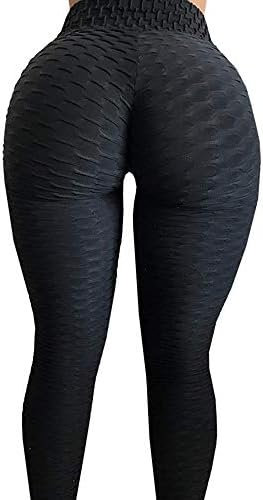 Jiujiuyi Womens Butt Lift Ruched High Waist Yoga Pants Solid Push Up Workout Leggings