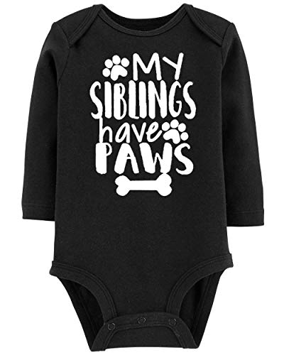 Newborn Baby Kid Fun My Siblings Have Paws Black Onesie Pregnancy Reveal Body Suit Common Active Cloth Form Auntie Grandma Mother Father Grandpa