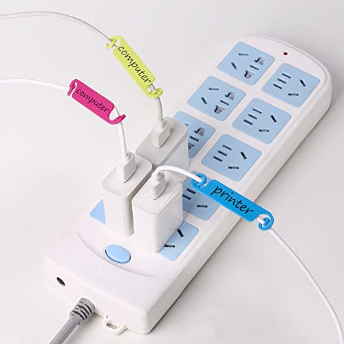 60 Pieces Cable Tags + 1Cable Clips，Cable Management Labels Multicolor