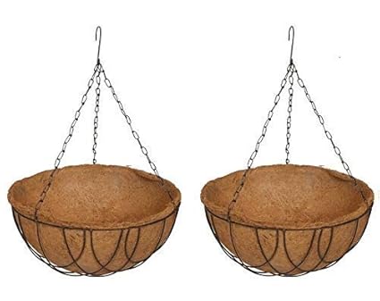 Pankaj Nursery Coco Gardening Coir Hanging Round Basket - Flower POTS Hanger Garden Decoration Indoor Outdoor Pack of 2