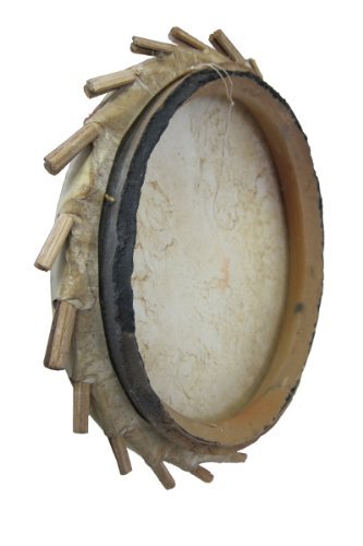 African Sakara Frame Drum with stick - Clay and goat skin - Large 12-13" size - Thumbnail 2