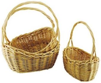 TOPOT 8set Set of 3 Bubble Boat Shape Thick Willlow Handle Basket wholesale lot