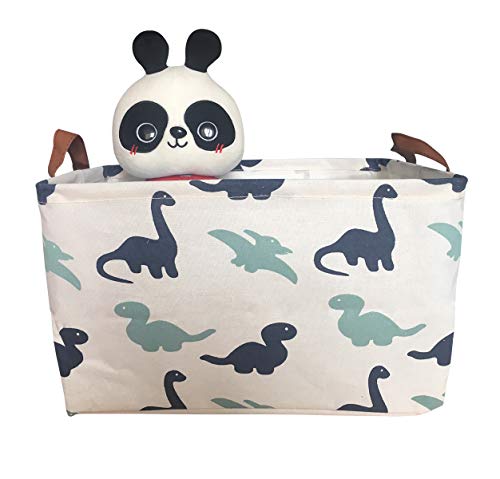 Canvas Storage Bins Toy Basket Collapsible Box Chest Organizer Water-Resistant Nursery for edroom, Closet, Kid's Toys, Laundry (Dinosaur)