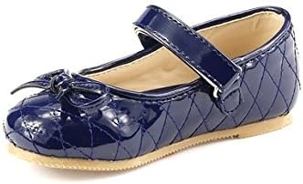 Cute Girl's Dress School Shoes 3 Glossy Colors Stitch with Bow Mary Jane Toddler Size (12, blue)