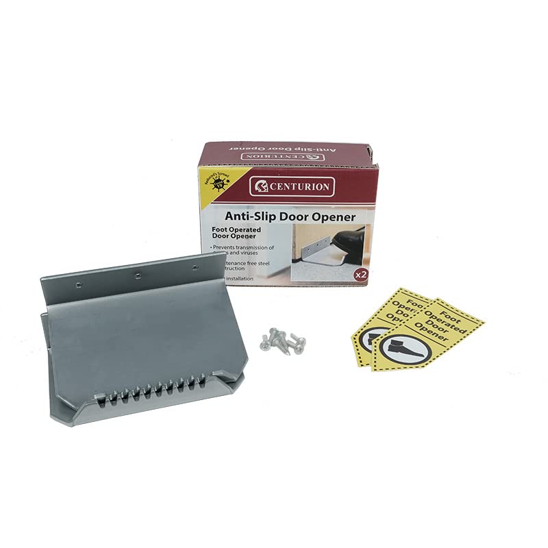 Foot Operated Door Opener - Hands Free Door Pull for Hygiene & Safety - Heavy Duty Steel, Easy Install - Pack of 2 for Offices, Shops, Public Spaces