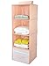 iwill CREATE PRO Cute Peachy Hanging Closet Storage Shelf for Baby Clothes & Accessories, 4 Compartment & 1 Collapsible Drawer, Good for Girls Room