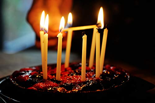Votprof 50 Natural 100% Pure Beeswax Taper Candles (6 in) Natural Honey Scent, Dripless, Smokeless, Nontoxic (NOT Ear Candles)