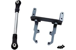 FACCNOY Carbon Fiber Metal Servo Mount Stand with Steering Link for 1/10 RC Crawler Car Axial SCX10 II 90046 AR44 Axle Upgrade Parts (Titanium)
