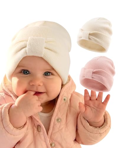 FURTALK Baby Beanie Winter Hat Knitted Warm Hat with Cute Bow Infant Toddler Cuffed Beanies