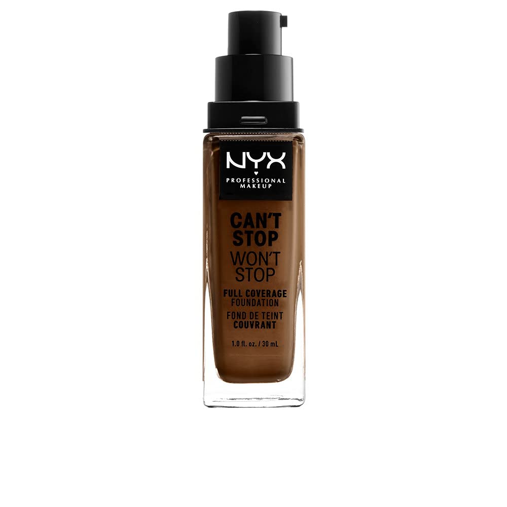 NYX Professional Makeup Can't Stop Won't Stop Full Coverage Foundation, Long Lasting, Waterproof, Vegan Formula, Matte Finish, Shade: Walnut