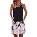 Chaofanjiancai Mini Dress,Women's Summer Sleeveless Sundress Beach Floral Printed Dress Casual Tank Top Dress