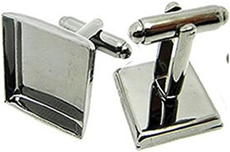 Men's DIY Enamel Cufflinks Gunmetal Silver Black Square Set Tuxedo Shirt 2PC Size:18mm Color:5