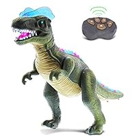 Mozlly Remote Control Dinosaur Realistic Big RC Dinosaur Toy Moving Walking Roaring Robot Dino - Lights Up with Sound - Action Figure Remote Control Robot Toys for Boys, Girls, Kids - Green or Brown