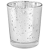 Just Artifacts Mercury Glass Votive Candle Holder 2.75" H (12pcs, Speckled Silver) -Mercury Glass Votive Tealight Candle Holders for Weddings, Parties and Home Decor