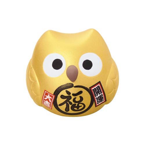 Banko Ware Gold Fortune Owl 9cm Tall Figurine Piggy Bank