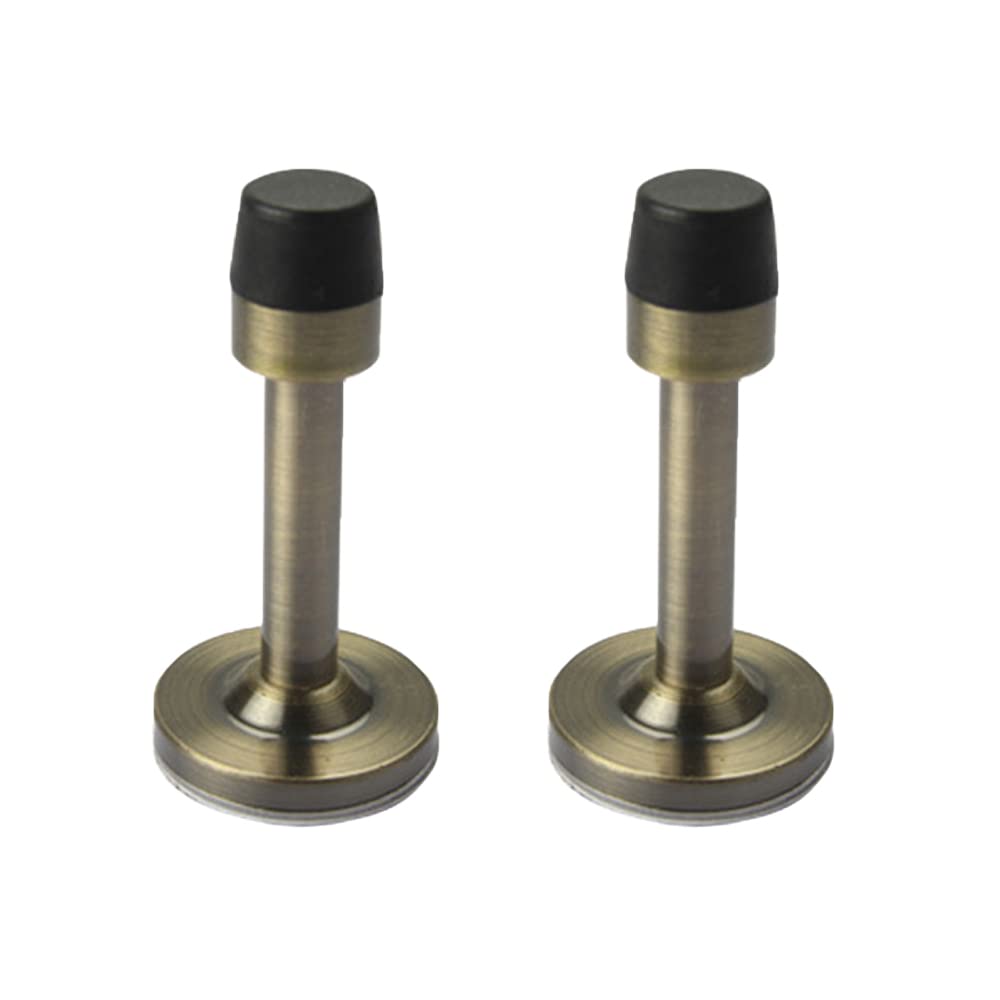2PCS Stainless Steel Door Stops, Sound Dampening Wall Mounted Door Stopper with Rubber Buffer Bumper for Home and Office (Bronze)