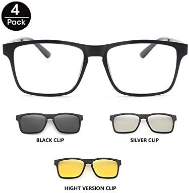 Easy Go Shopping Multipurpose Polarized Clip Sunglasses Mirror Sunglasses Magnetic Mirror Multi-purpose Myopia Clips 3D Clip Glasses PC UV400 for Mens (4 Pack) (Color : Frame+night vision+3D+Gray)