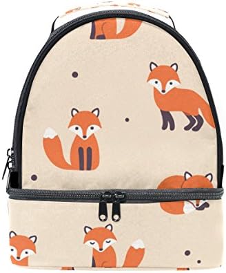 ALIREA Fox Pattern Lunch Bag Dual Deck Insulated Lunch Cooler Tote Bag Adjustable Strap Handle for Women Men Teens Boys Girls