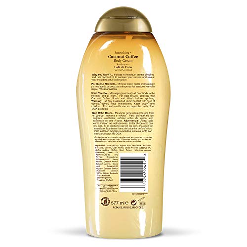 OGX SMOOTHING + COCONUT COFFEE BODY CREAM 19.5 OZ