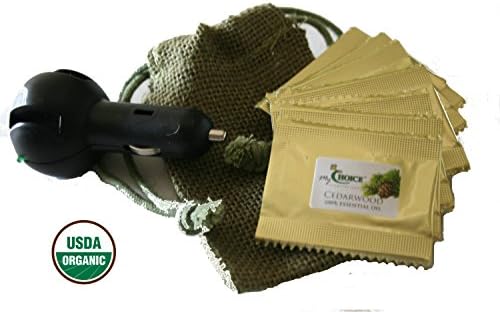 ORGANIC CEDARWOOD Natural Car Air Freshener - 100% Therapeutic Grade Essential Oil - Pack of 8 & Diffuser