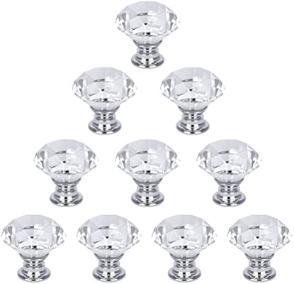 Dxhycc 10 Pcs Crystal Glass Cabinet Knobs 30mm Diamond Shape Drawer Kitchen Cabinets Dresser Cupboard Wardrobe Pulls Handles Amazon Sg Home Improvement