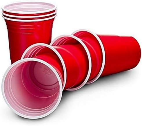 MAZIMARK--Ruby Apple Red American Party Cups - 16oz (455ml) - Disposable Party Cups - Pack