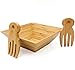 MH ZONE Bamboo Salad Bowl Set with Serving Hands, 11inch x 4inch Diameter, includes large square bowl and matching salad servers, perfect size for serving 4-6 salad portions, Perfect Christmas Gifts
