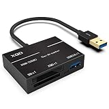 XQD/SD Card Reader Adapter, USB 3.0 Dual Slot Flash Memory Card Reader Connector High Speed 5Gbps Write SD(HC/XC), Sony G Series, Lexar USB Mark Card, Compatible with Windows/Mac OS System