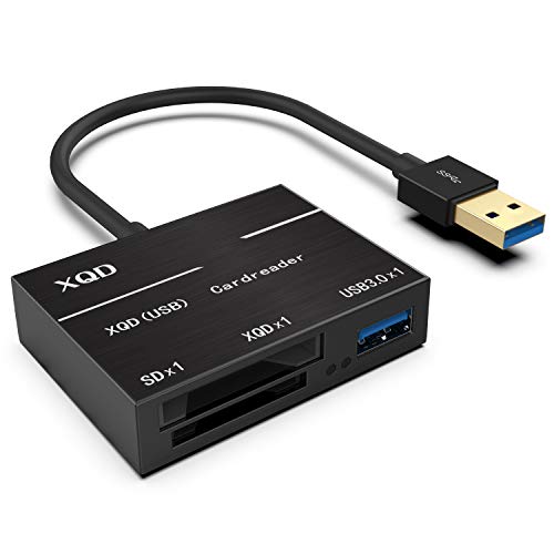 XQD/SD Card Reader Adapter, USB 3.0 Dual Slot Flash Memory Card Reader Connector High Speed 5Gbps Write SD(HC/XC), Sony G Series, Lexar USB Mark Card, Compatible with Windows/Mac OS System