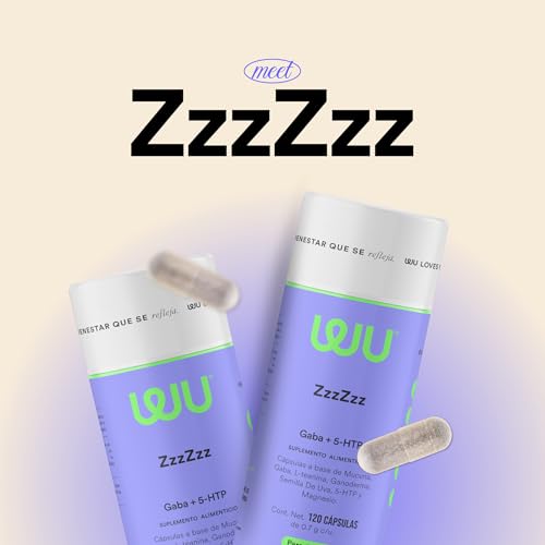 WU Nutrition ZzzZzz | Capsulas para Dormir y Relajación | Sueño Reparador con GABA Magnesio, Hongo Reishi 5-HTP, Manzanilla | Suplemento Premium | Apoyo al Descanso Nocturno | 120 Cápsulas | 2 meses de consumo