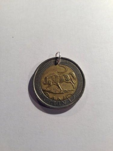 South Africa 5 Rand Bi-Metal, Two-Toned Coin Pendant